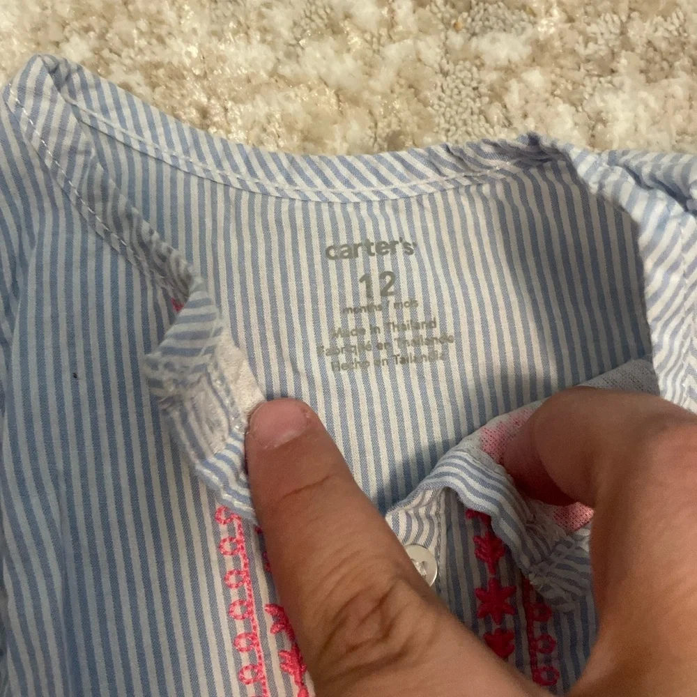 Carter's Blue and Pink Striped Blouse size 12 months